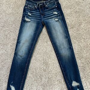 Buckle Black Dark Blue Distressed Skinny Jeans